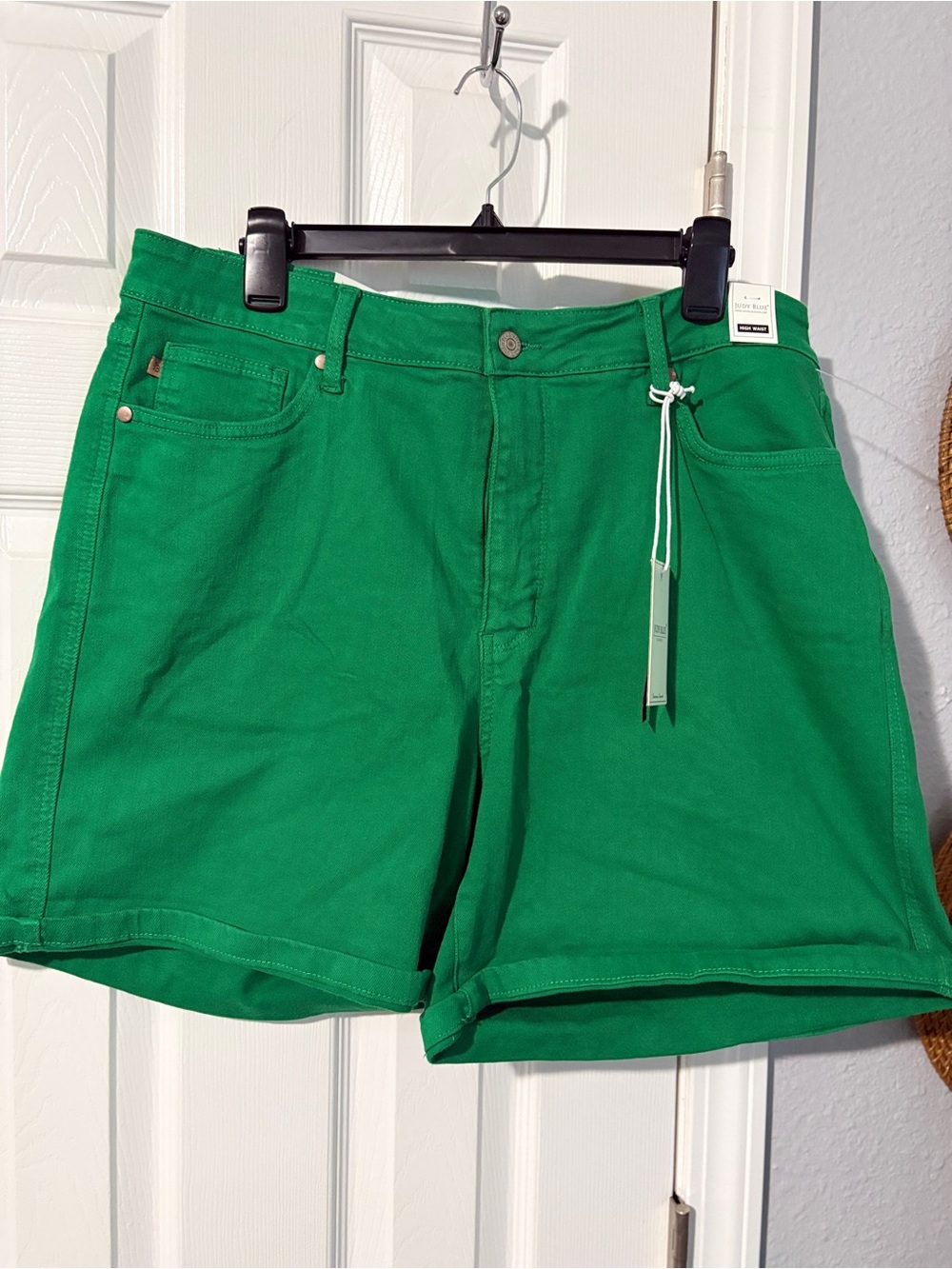 Nwt Judy Blue Kelly Green high waisted jean shorts - Picture 3 of 10